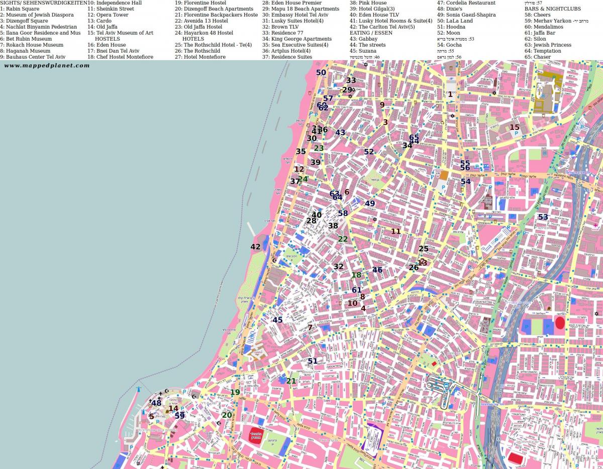peta dari shenkin street di Tel Aviv