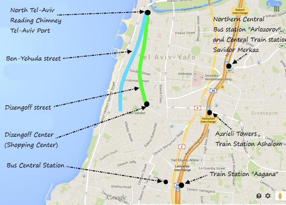 peta dari Tel Aviv angkutan umum