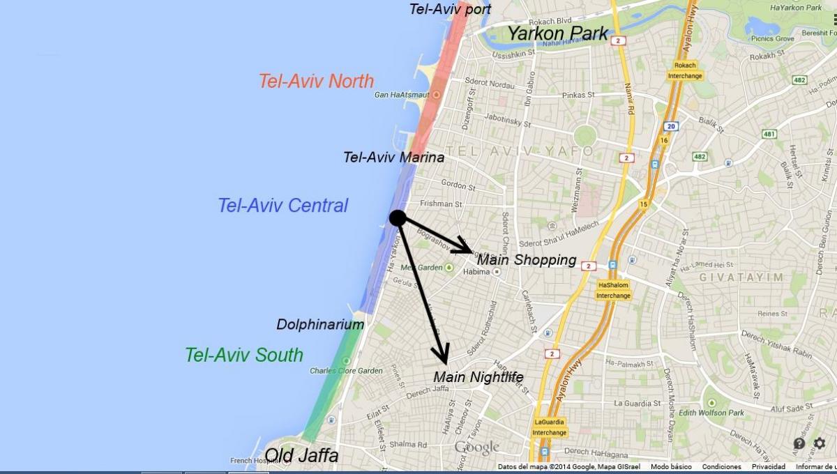 peta dari Tel Aviv kehidupan malam