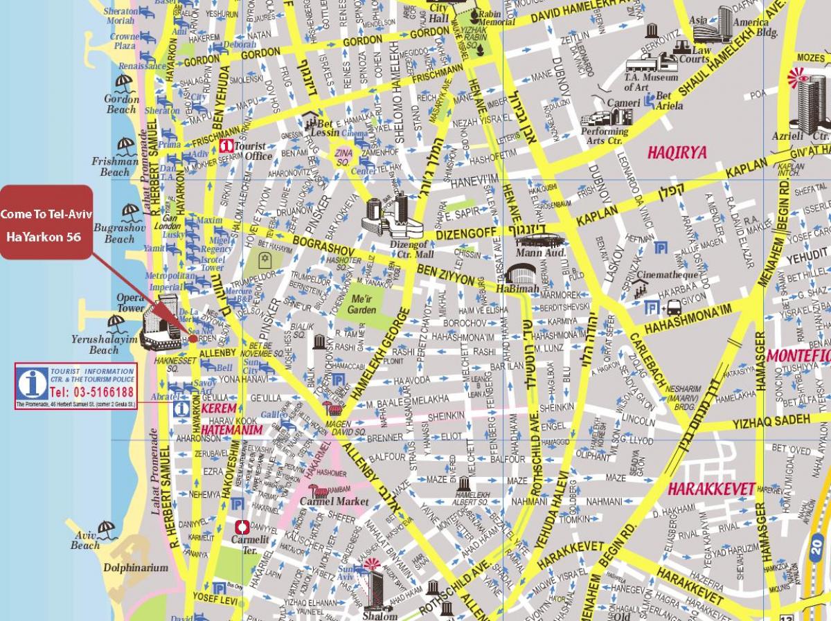 peta dari Tel Aviv walking tour