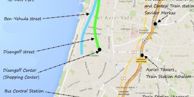 Peta dari Tel Aviv angkutan umum
