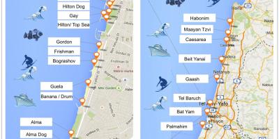 Peta dari Tel Aviv pantai